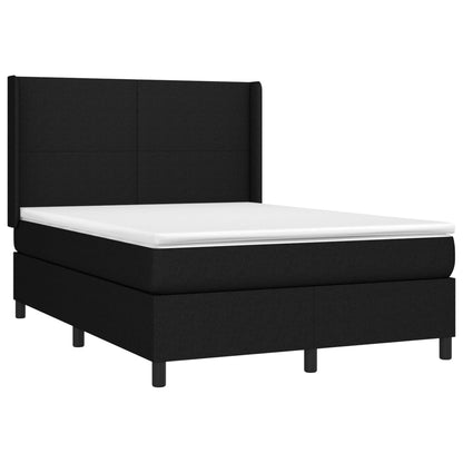 Cama Box Spring Colchón Y Luces Led Tela Negro 140x200 Cm / Vetonek_3