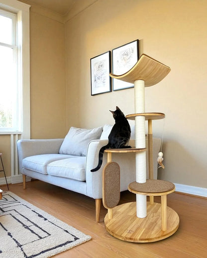 Árbol Rascador Para Gatos Gaviota, 3 En 1 Con Cama Y Zona De Escalada Althea Living 140x76x76cm_2