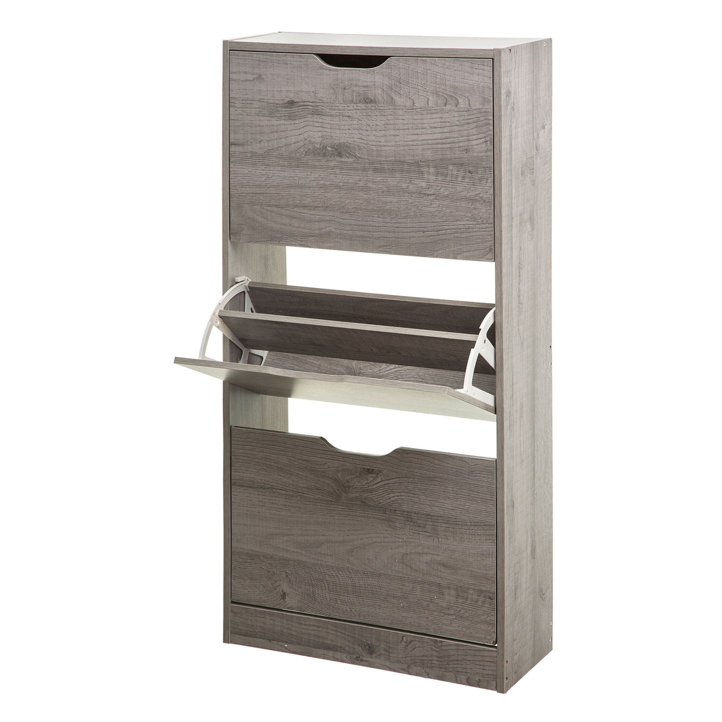 Wellhome Almacenamiento Zapatos 3 Cajones Madera Gris_0