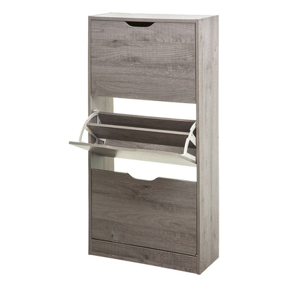 Wellhome Almacenamiento Zapatos 3 Cajones Madera Gris_0