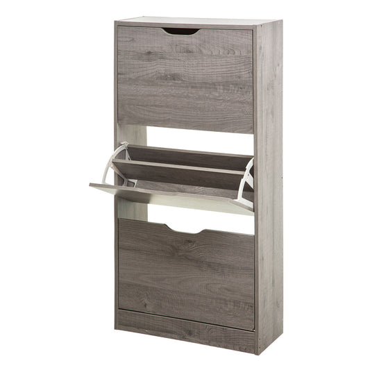 Wellhome Almacenamiento Zapatos 3 Cajones Madera Gris_0
