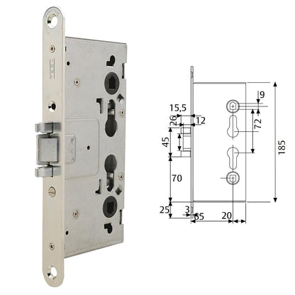Cerradura Tesa Cortafuego Cf5e /50 Mm. Frente Zincado