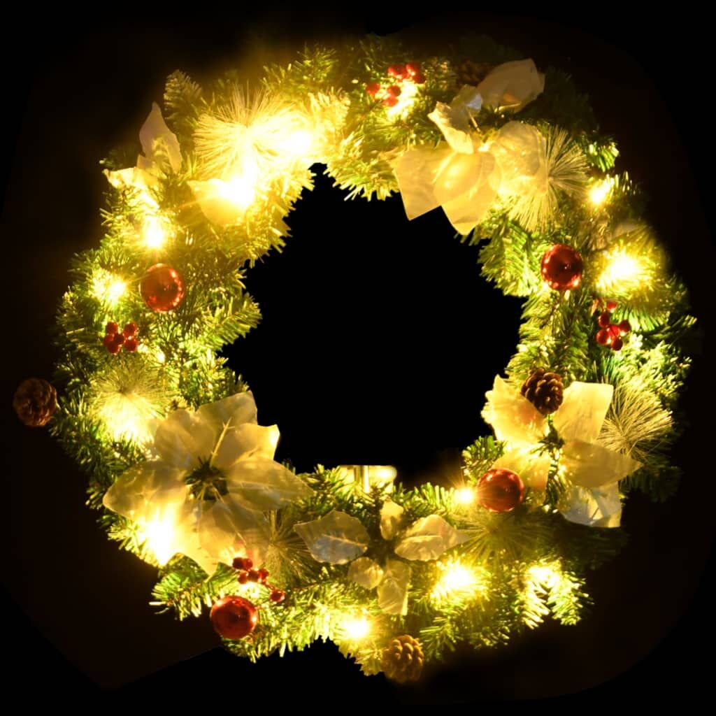 Vidaxl Corona De Navidad Con Luces Led Pvc Verde 60 Cm_2