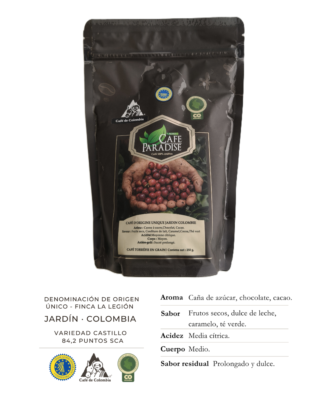 Pack Ahorro 2x Café Especial - Grano - Colombia Origen Único -  100% Arábica  500g (2x250 G)_1