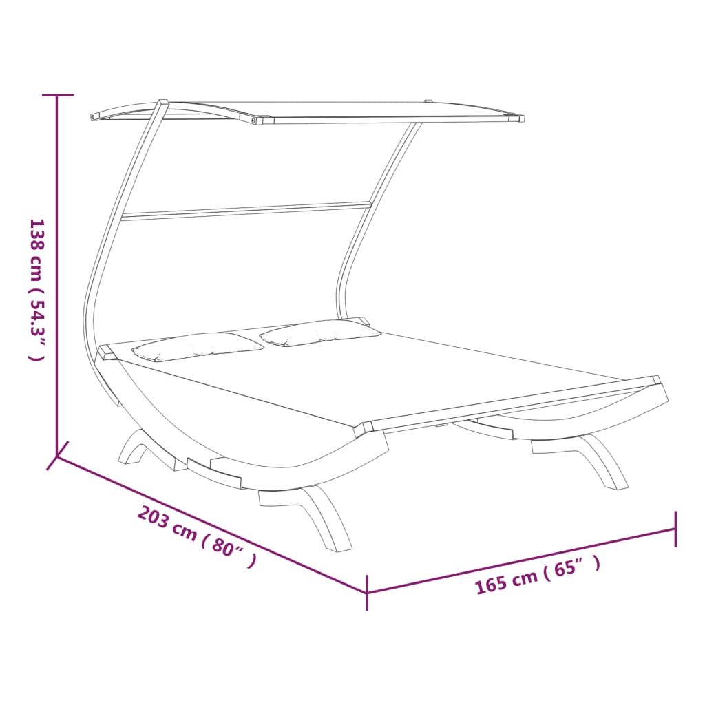 Vidaxl Tumbona Con Dosel Madera Maciza Curvada Crema 165x203x138 Cm_2