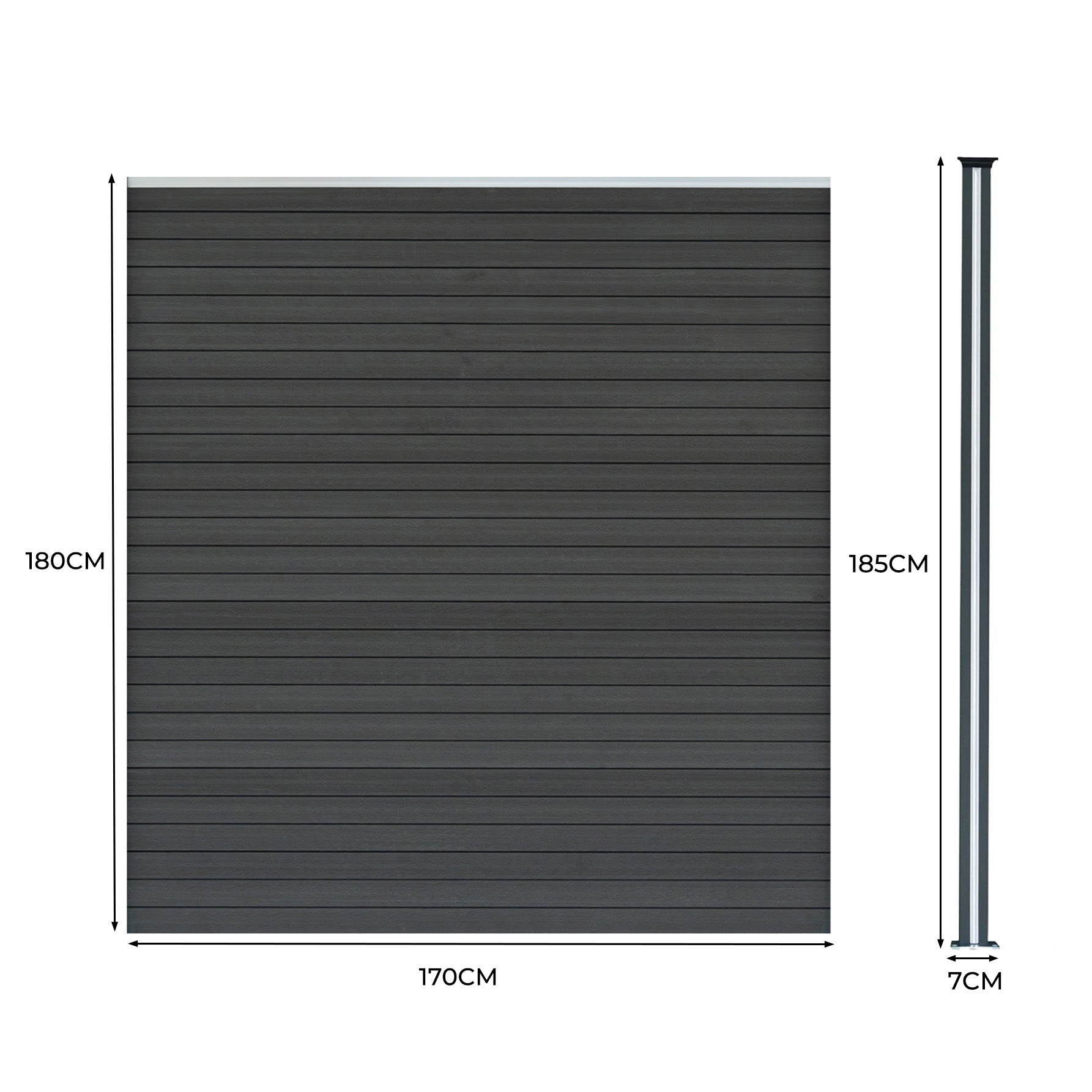 Vallas Para Exteriores De Wpc Y Aluminio - 2x Paneles Cuadrados + 1x Oblicuo + 3x Postes Con Led | Gris_4
