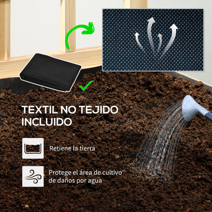 Outsunny Jardinera De Madera Con Enrejado Con Tela No Tejida 60x43x147cm Natural_5