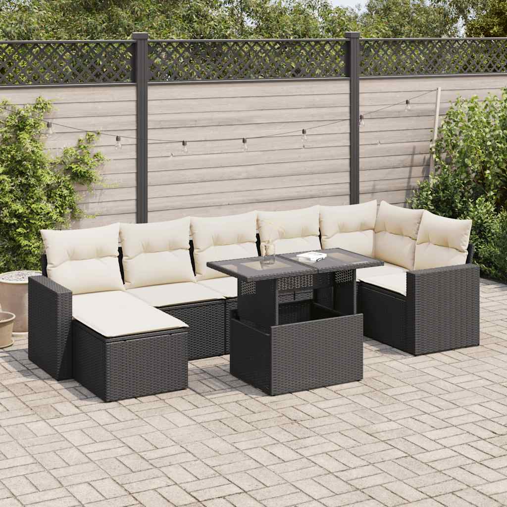 Set De Sofás De Jardín Y Cojines 8 Piezas Ratán Sintético Negro / Vetonek_4