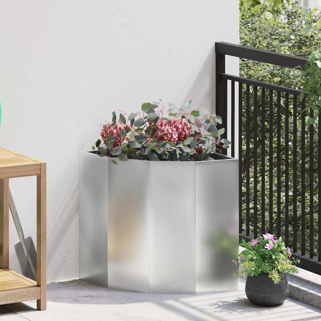 Macetero De Esquina Plateado 45 X 45 X 50 Cm Acero Galvanizado_1