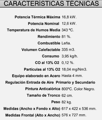 BRICOSOL Insertable de leña con turbinas FM Modelo IT-170 F Interior Fundición_3