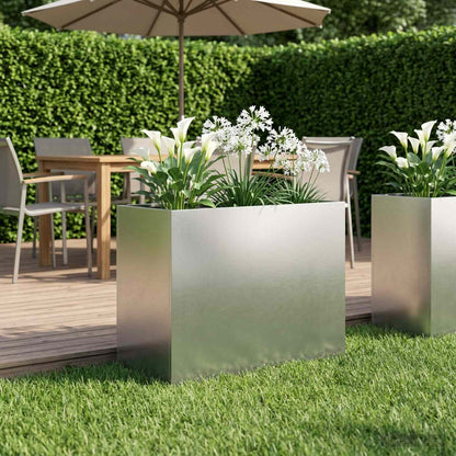 Macetero De Jardín Plateado 60 X 30 X 40 Cm Acero Inoxidable_1