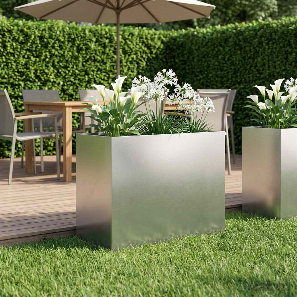 Macetero De Jardín Plateado 60 X 30 X 50 Cm Acero Inoxidable_1