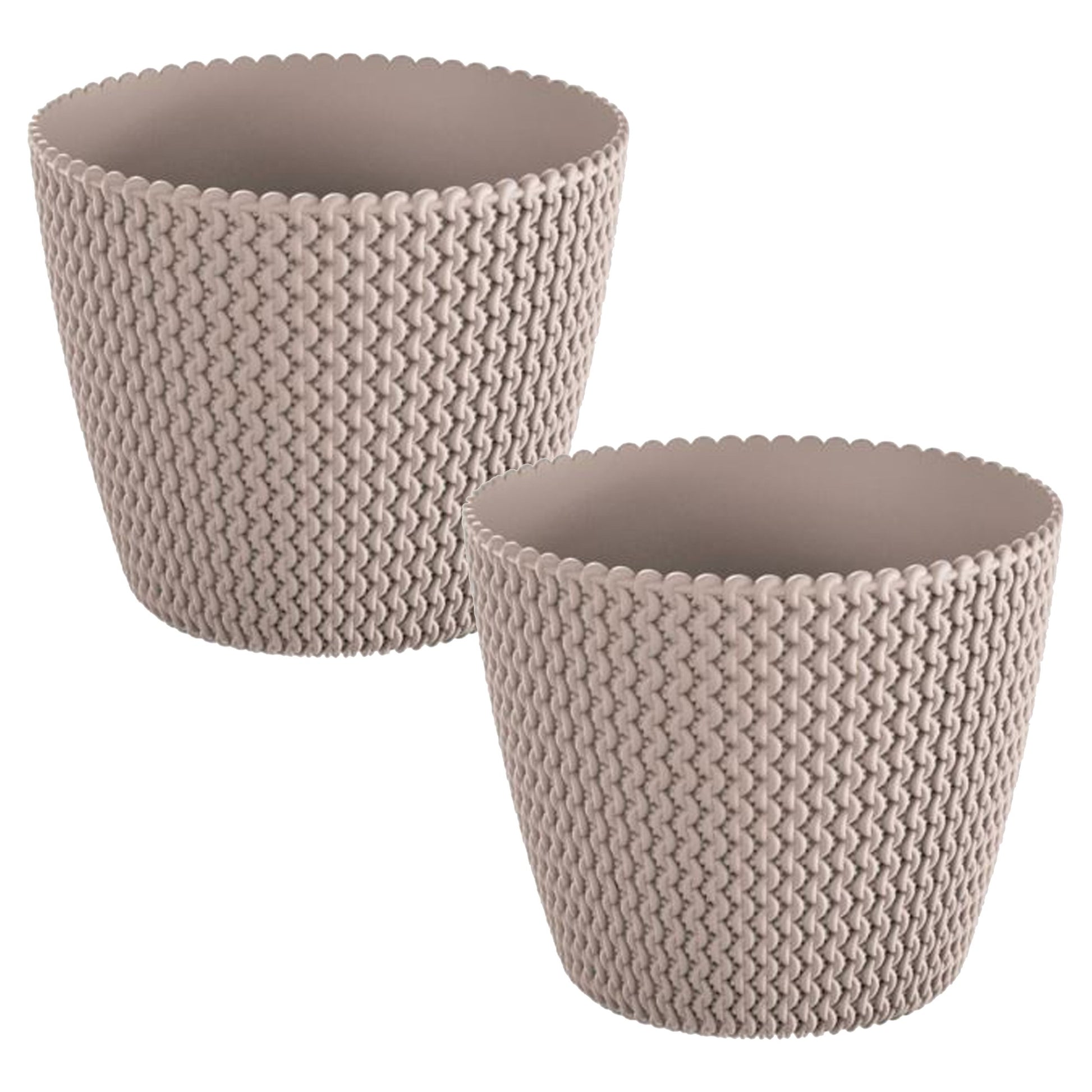 2x Maceta Redonda 8l Prosperplast Splofy De Plastico En Color Mocca, Ø25,9 X 22 Cm_0
