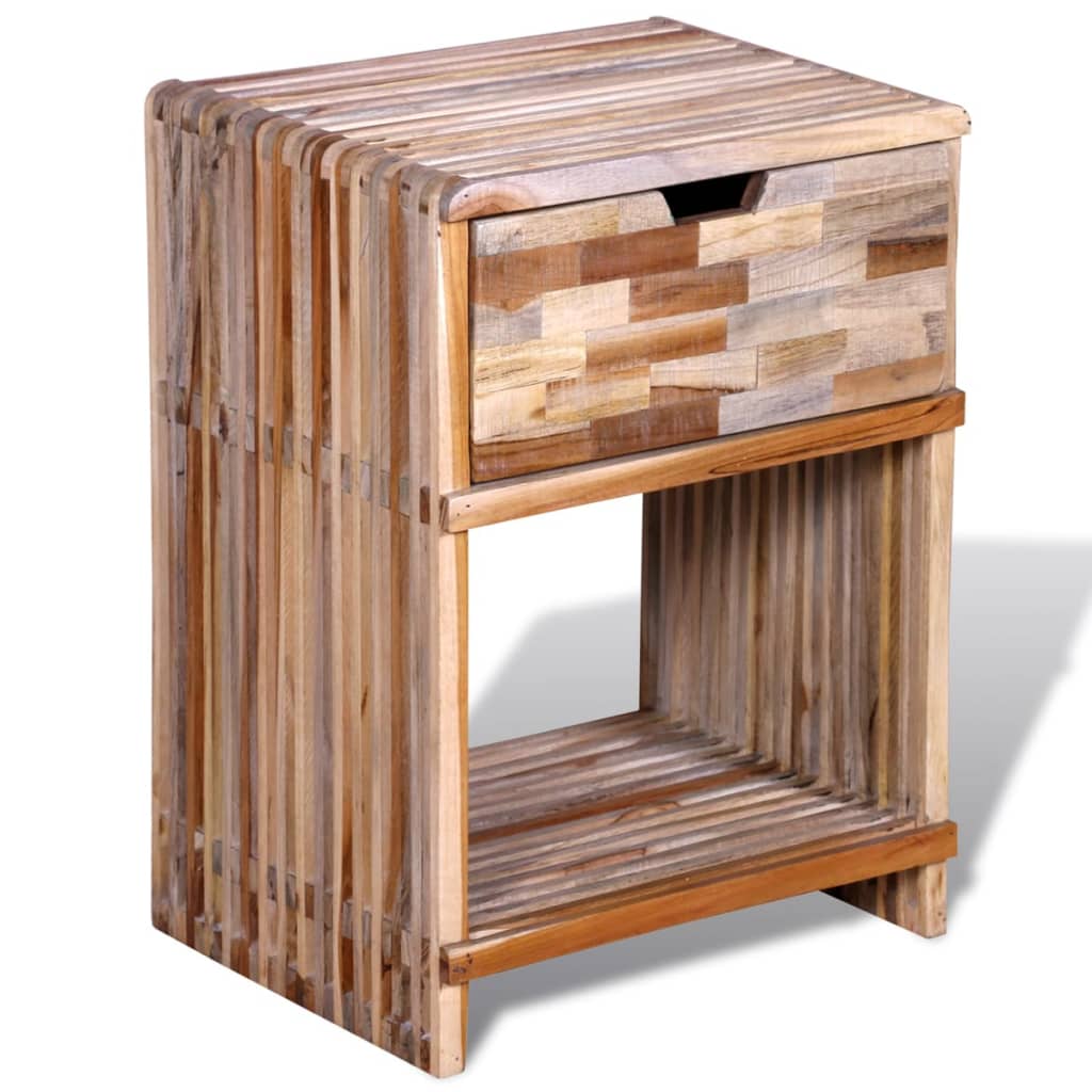Mesita De Noche Con Cajón Madera De Teca Reciclada_3