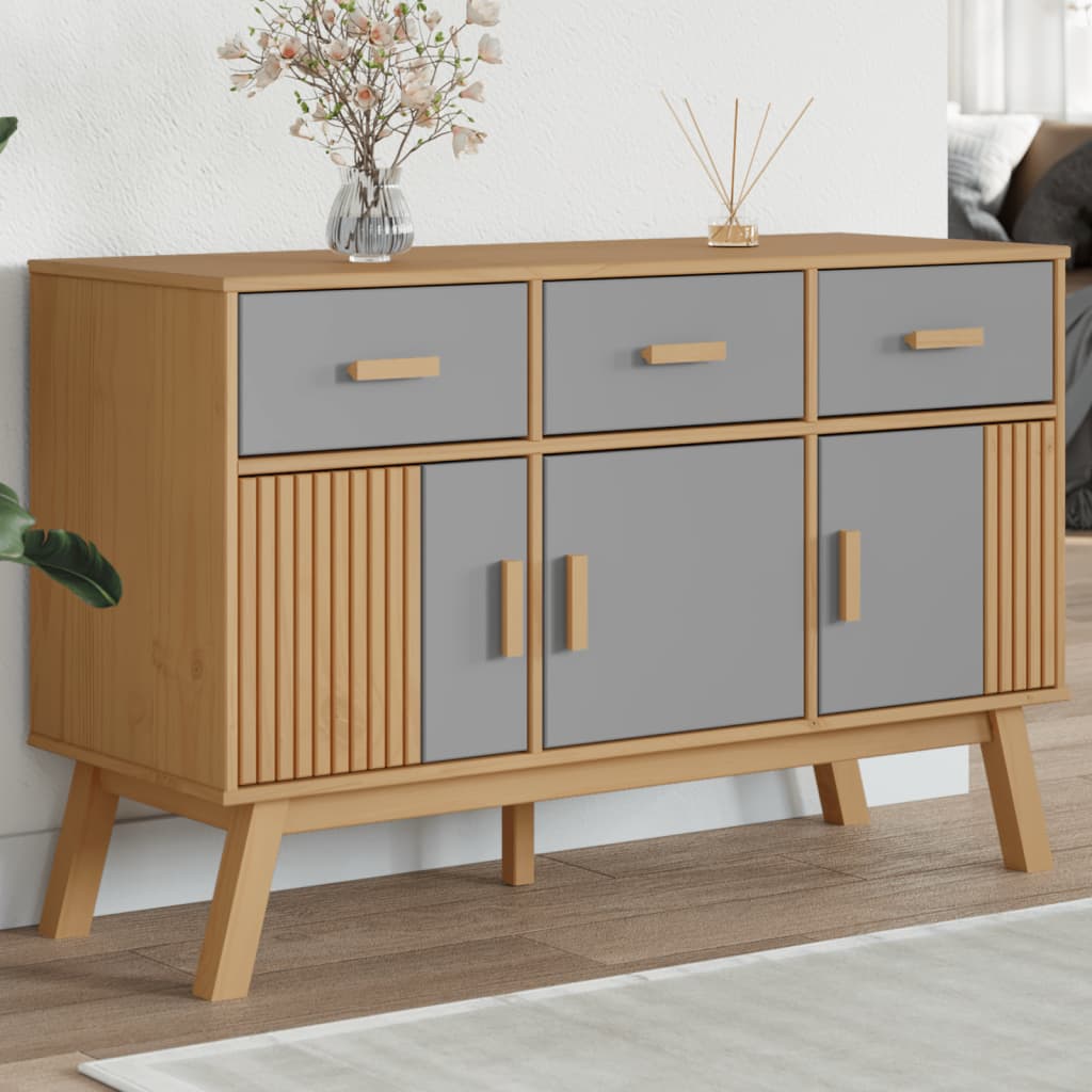 Aparador Olden Madera Maciza Pino Gris Y Marrón 114x43x73,5 Cm / Vetonek_4