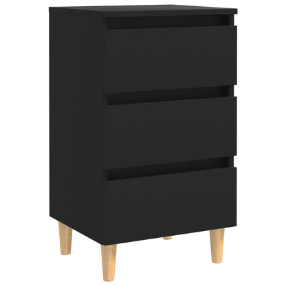 Mesitas De Noche 2 Uds Patas Madera Maciza Negro 40x35x69 Cm_1