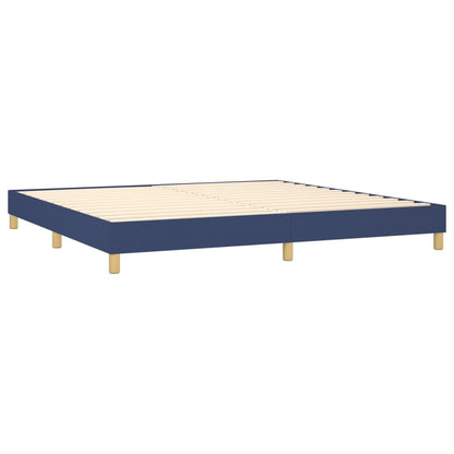 Cama Box Spring Con Colchón Y Led Tela Azul 200x200 Cm / Vetonek_4
