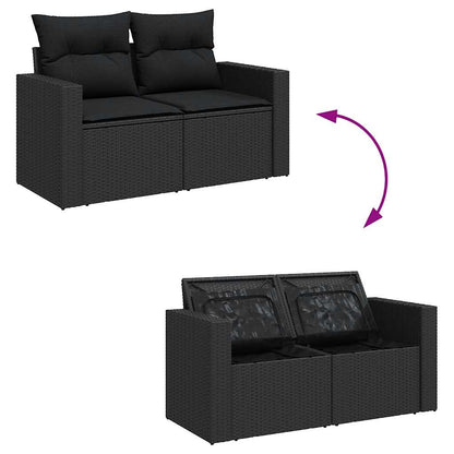 Set De Sofás De Jardín Con Cojines 9 Pzas Ratán Sintético Negro / Vetonek_5