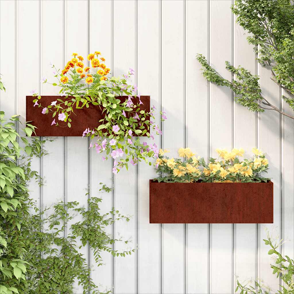 Jardineras De Pared 2 Uds Acero Corten Oxidado 53x10x17 Cm_1