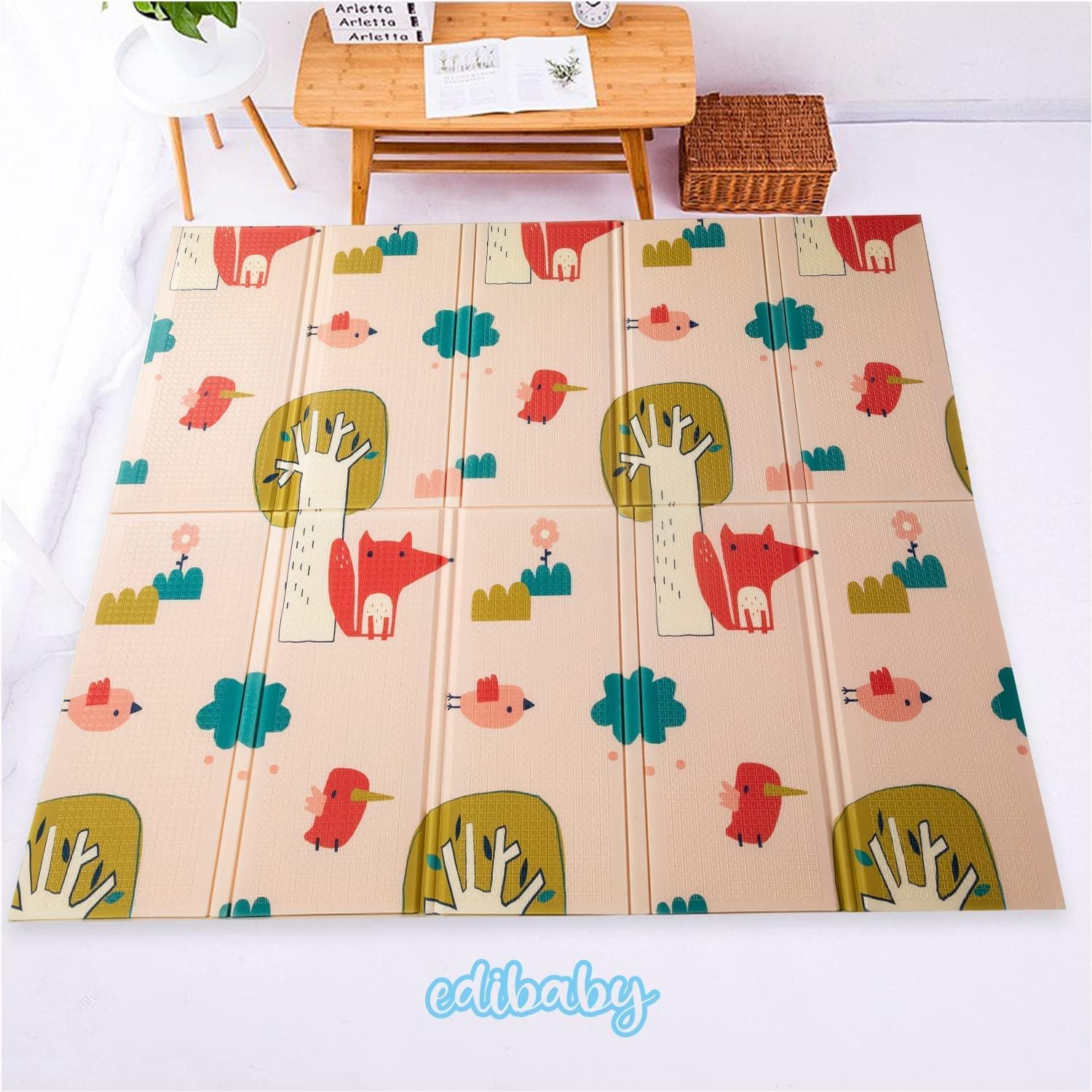 Alfombra Bebe, 1.5cm Grosor, Diseño Infantil, 200 X 180 Cm, Acolchada De Xpe, Reversible_5