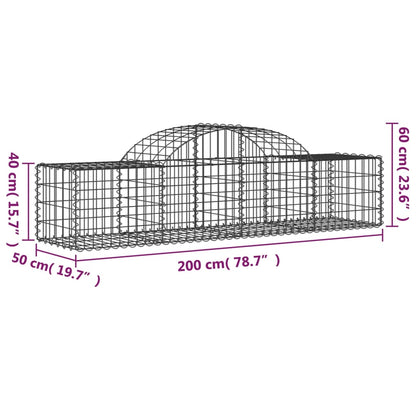 Cestas De Gaviones 9 Uds Forma De Arco Hierro 200x50x40/60 Cm_5