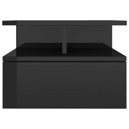 Mesita De Noche Flotante Madera Negro Brillo 40x31x27 Cm_2