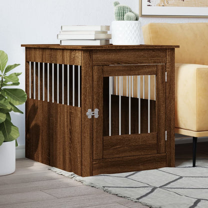 Jaula Para Perros Madera Ingeniería Roble Marrón 64,5x80x71 Cm_1