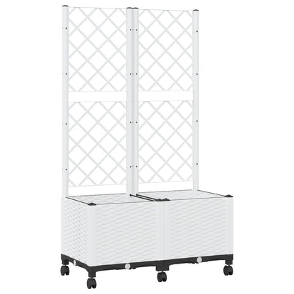 Jardinera Con Enrejado Y Ruedas Blanco 80 X 40 X 146 Cm Pp_0