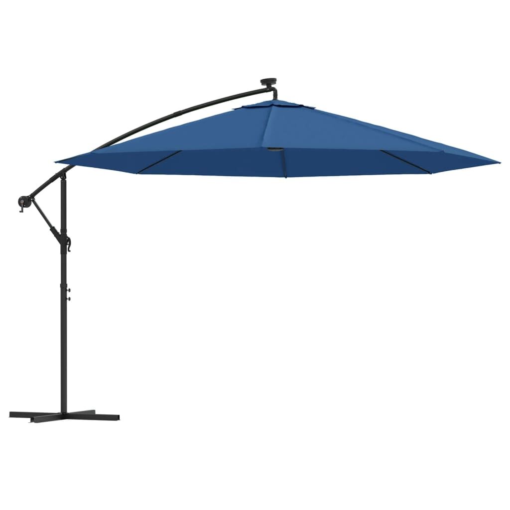 Vidaxl Sombrilla De Jardín Voladiza Con Luces Led Azul Celeste 350 Cm_0