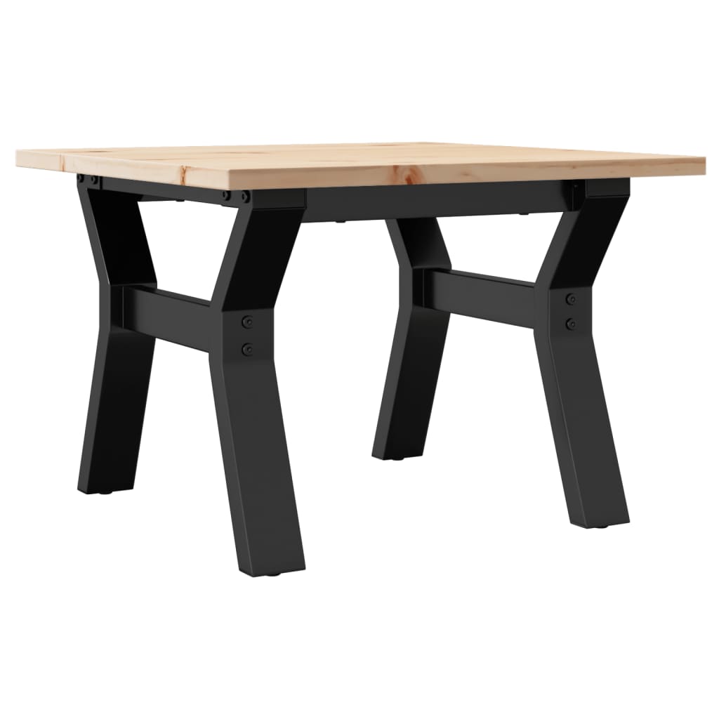 Mesa De Centro Marco Y Madera Maciza Pino Y Acero 50x50x35 Cm_0