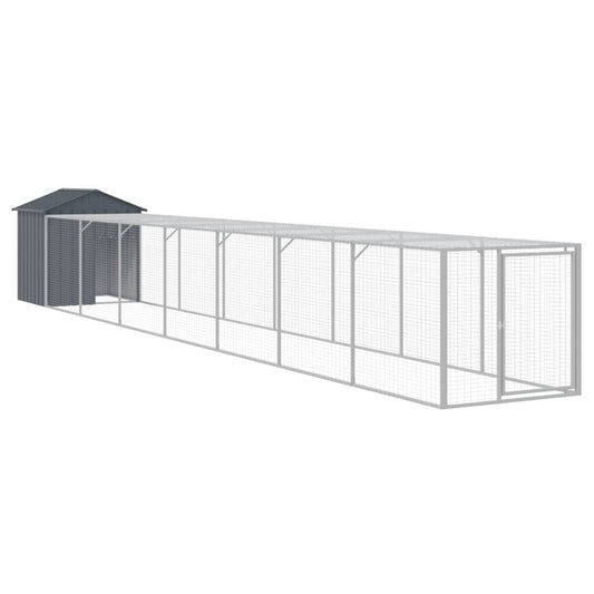 Vidaxl Jaula Gallinas Con Corral Acero Galvanizado Gris 117x813x123 Cm_0