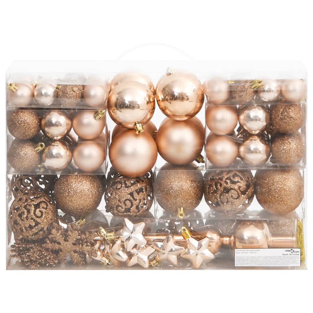Juego De Bolas De Navidad 111 Pzas Poliestireno Oro Rosa / Vetonek_2