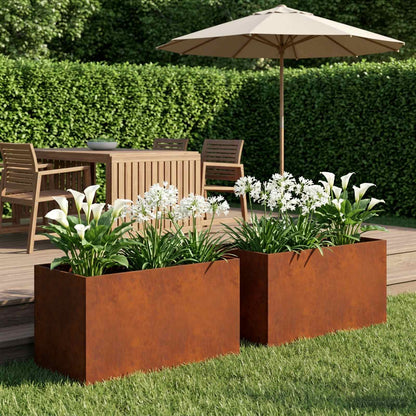 Macetero De Jardín 2 Uds. Oxidado 80 X 50 X 50 Cm Acero Oxidado_1