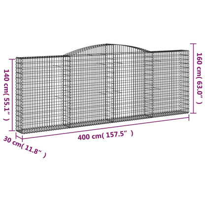 Cestas Gaviones 4 Uds Forma De Arco Hierro 400x30x140/160 Cm_5