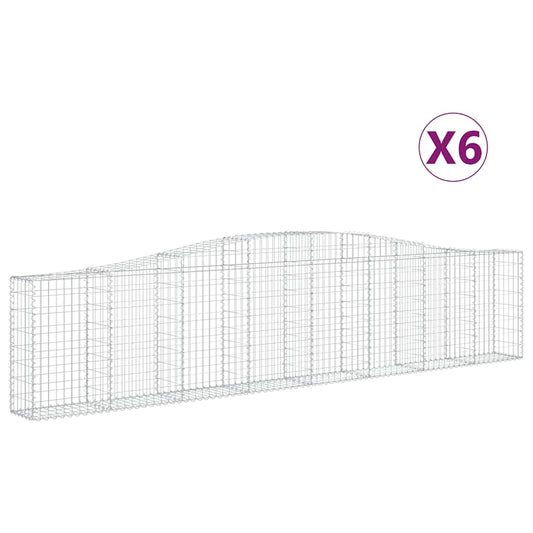 Cestas De Gaviones 6 Uds Forma De Arco Hierro 400x30x80/100 Cm_0