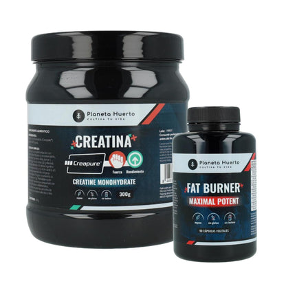 Pacote de desempenho muscular: Creatina Creapure 300 g + Queimador de Gordura 90 cápsulas
