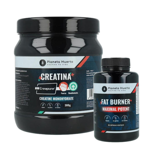 Pacote de desempenho muscular: Creatina Creapure 300 g + Queimador de Gordura 90 cápsulas