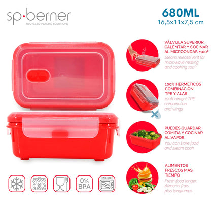 Reacondicionado - Hermético Super Lock Micro 680ml Apto Para Cocina Al Vapor En El Microondas, Ideal Transporte Y Almacenamiento De Alimentos, Cierre_2