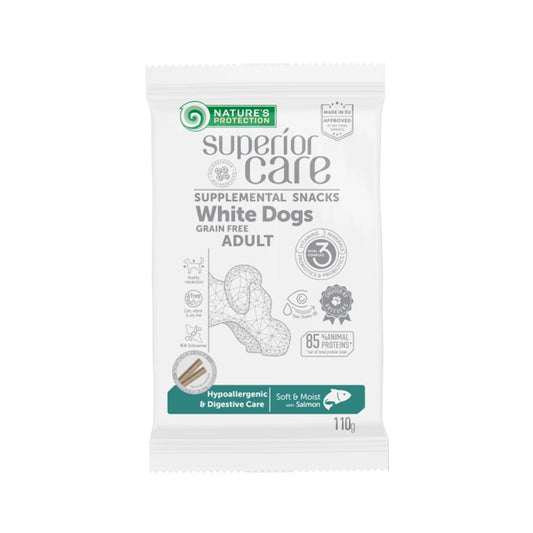 Petisco hipoalergénico de salmão para cães White Dog 110g Nature's Protection
