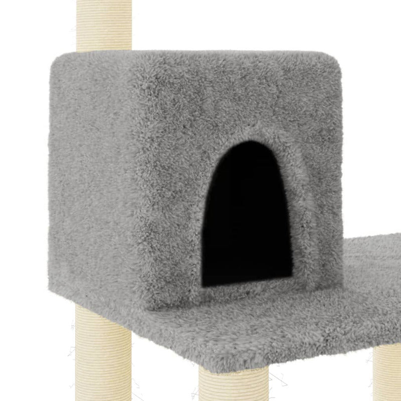 Vidaxl Rascador Para Gatos Con Postes De Sisal Gris Claro 118,5 Cm_5