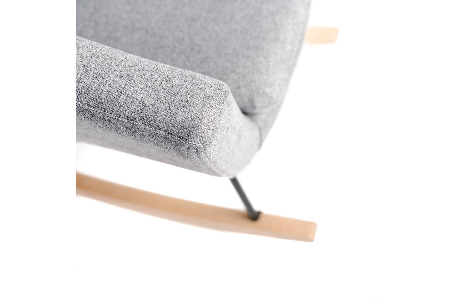 Mecedora, Sillón Mecedora En Tela Gris Con Pata De Madera 73x69x75cm- Muebles De Salón_3