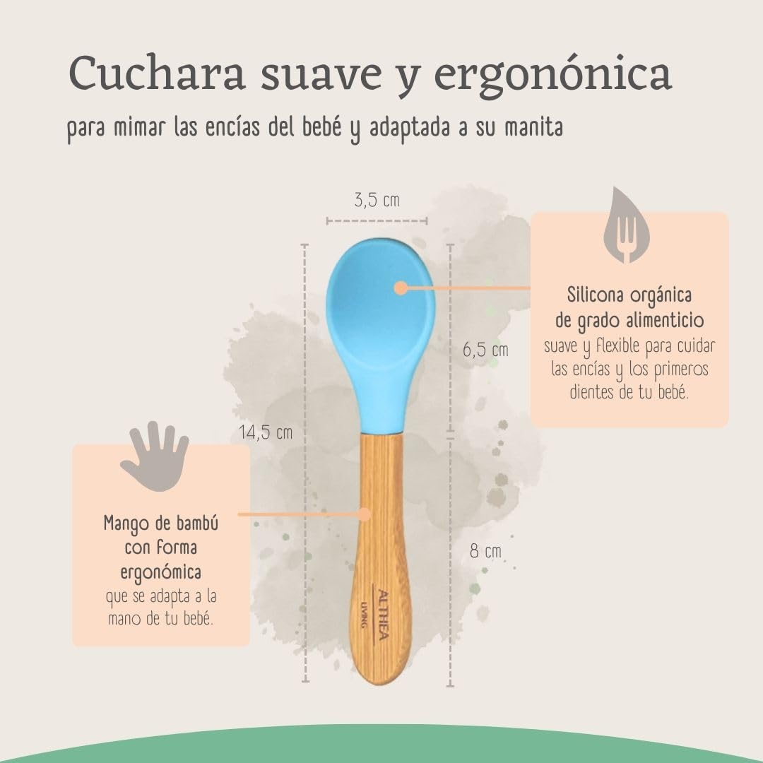 Vajilla De Bambú Natural - 3 Piezas - Azul Capri._4