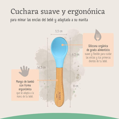 Vajilla De Bambú Natural - 3 Piezas - Azul Capri._4