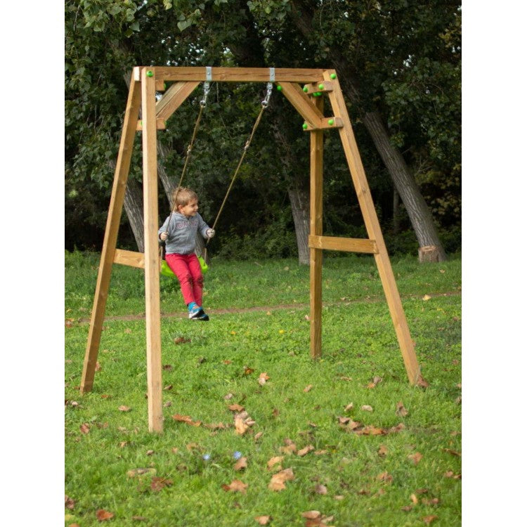 Columpio Individual De Madera Cuadrada Masgames Xylo Xl Con Asiento Bebe._1