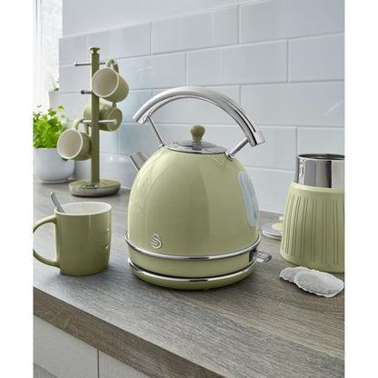 Swan Retro Set Desayuno Hervidor De Agua 1,8 L Inalámbrico, Tostadora 2 Rebanadas Anchas, Vintage, Stp7050gneu, Verde_2