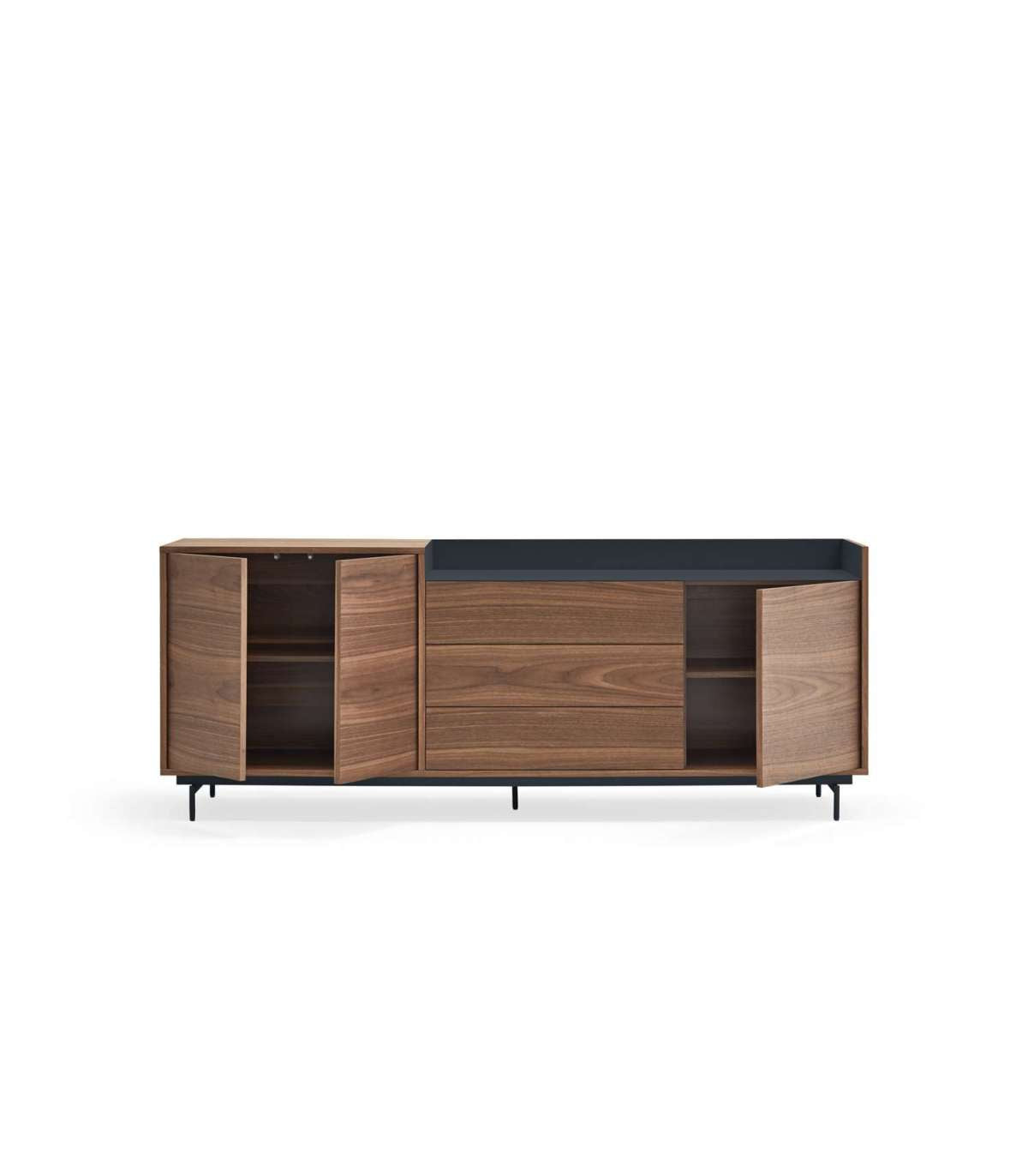 Mueble Aparador Para Comedor Modelo Valley 3 Puertas 3 Cajones Acabado Nogal/azul Oscuro,_2