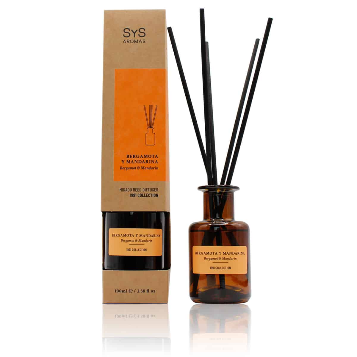 Ambientador Mikado Bergamota y Mandarina 1991 100 ml | Difusor de Varillas | Fragancia Cítrica y Refrescante | Hogar_0