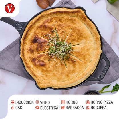 Victoria Sartén Hierro Fundido Esmaltado Inducción 25cm, Apta Fuego, Barbacoa, Horno Cast Iron Skillet, 36270, Negro_3