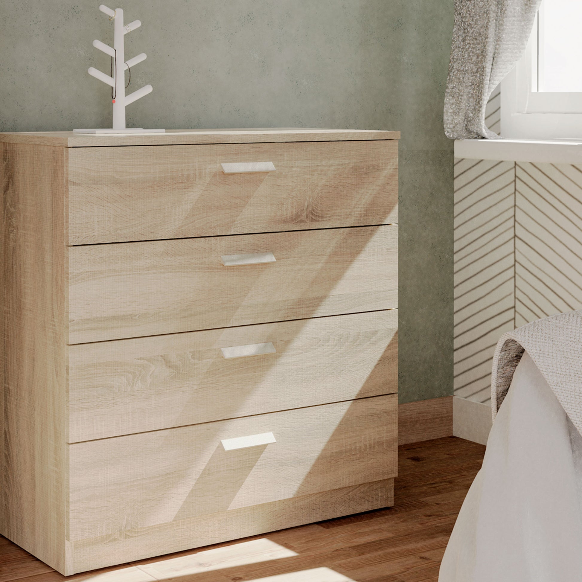 Cómoda Dormitorio, Cajonera 4 Cajones, Sinfonier 78x74x40 Cm (alto X Ancho X Profundo), Briebe, Nova, Madera_1