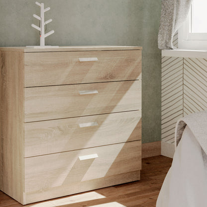 Cómoda Dormitorio, Cajonera 4 Cajones, Sinfonier 78x74x40 Cm (alto X Ancho X Profundo), Briebe, Nova, Madera_1